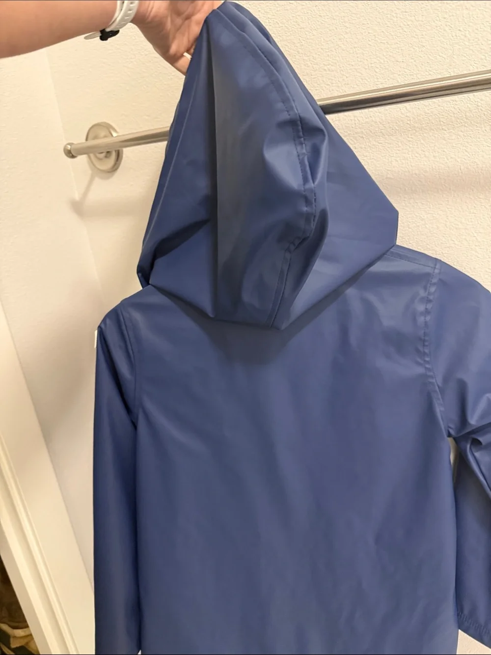Hatley Navy Raincoat with Red & White Stripe Lining